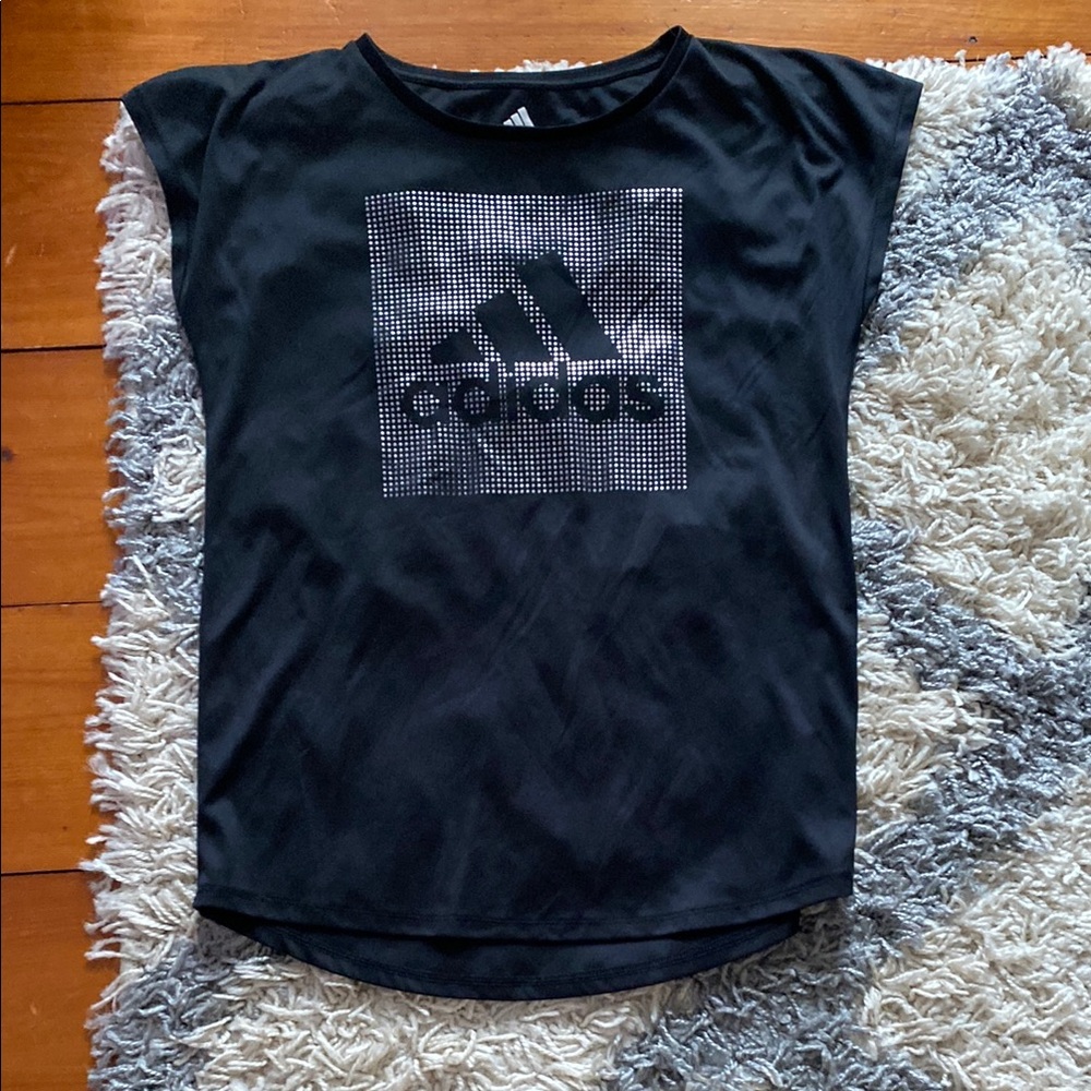 Adidas Black Sparkly Graphic Tee